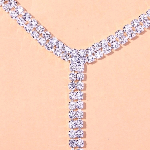 Crystal Rhinestone Tassel Choker Necklace - Picture 3 of 4